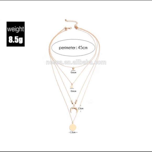 Boho multi layers gold moon necklace - Picture 7 of 7